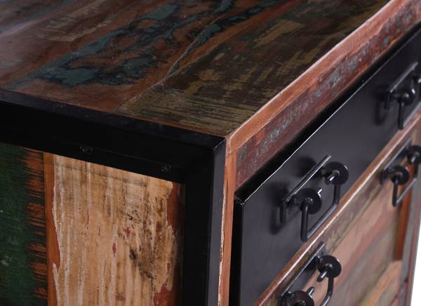 BALI Schuhschrank Schwarz - Massivholz - 80 x 96 x 40 cm