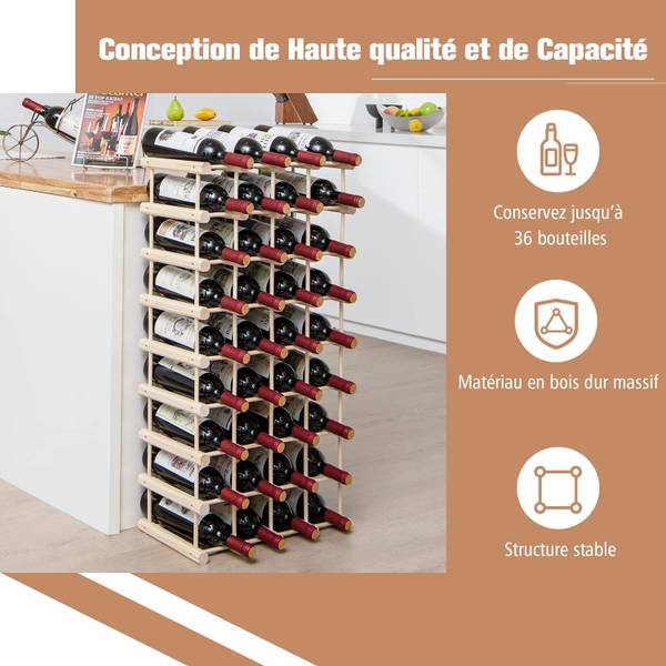 Casier à Vin VH32791FR Marron - Bois massif - 24 x 86 x 45 cm