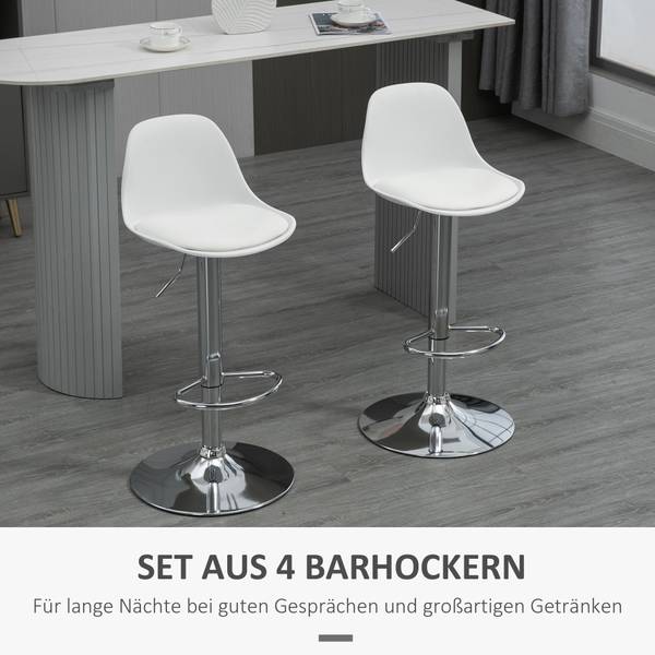 Barhocker 835-P156 Weiß - Kunstleder - 42 x 104 x 41 cm