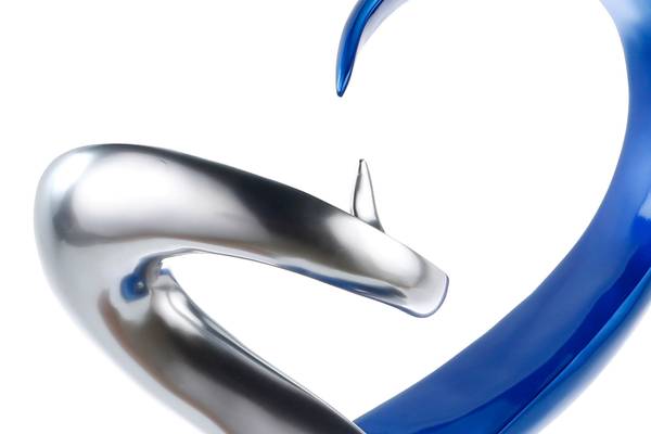 Skulptur Abstrakt Fal Blau - Silber - Kunststein - Kunststoff - 45 x 63 x 28 cm