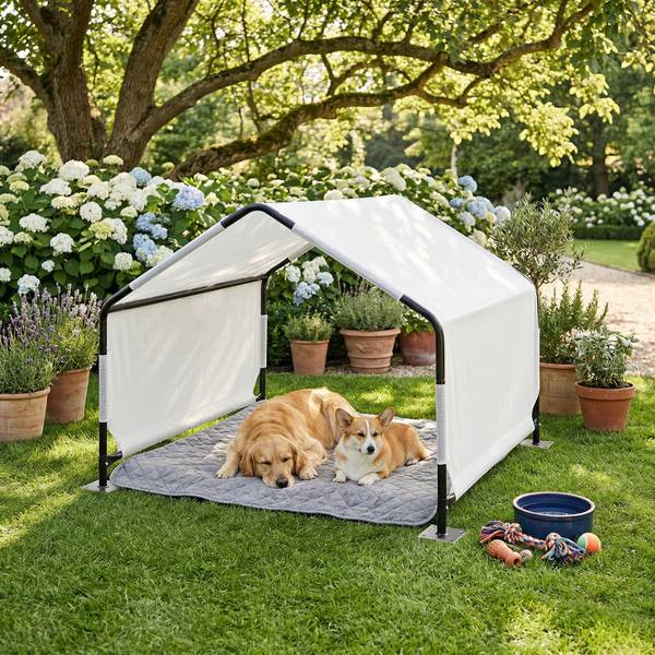Outdoor Hundezelt Valevali Weiß - Stahl - Polyethylen - 122 x 90 x 122 cm