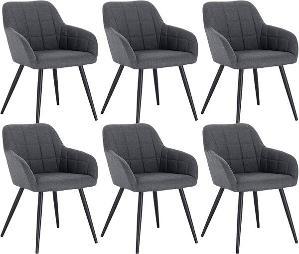 Esszimmerstuhl Manar (6er Set) Grau - Leinen - 55 x 81 x 43 cm