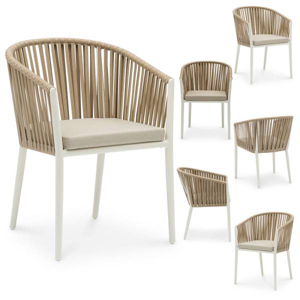 Gartenstühle ISOLA (6er-Set) Beige - Metall - 56 x 78 x 62 cm