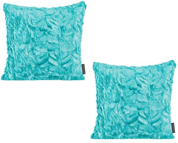 2er Set Kissenhülle Fluffy Türkis - Polyester - 40 x 1 x 40 cm