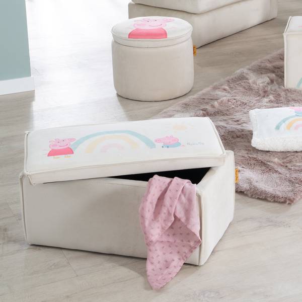 Kinderhocker mit Aufbewahrung Peppa Pig Beige - Samt - 57 x 28 x 31 cm