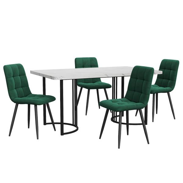 Esszimmer Set BB1773 5tlg Schwarz - Grün - Weiß