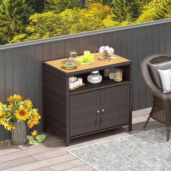 Gartenschrank TI94461DE Braun - Rattan - 53 x 66 x 90 cm