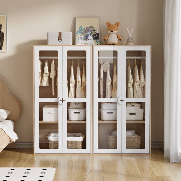 Kleiderschrank Calyx Braun - Weiß - Holzwerkstoff - 50 x 150 x 80 cm