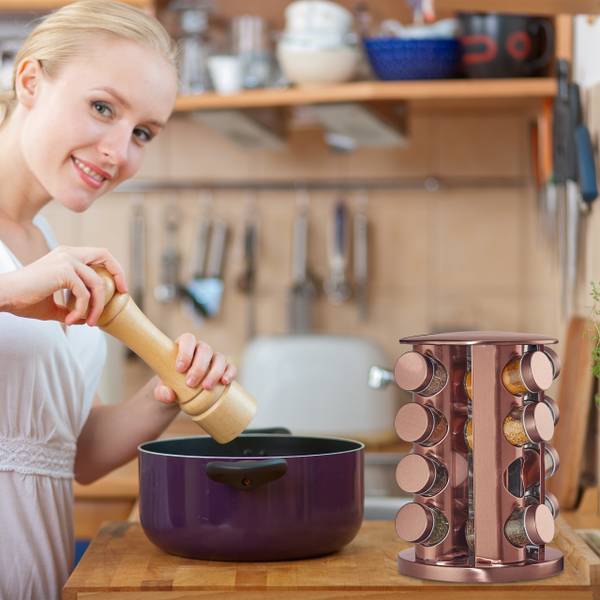 Tourniquet à épices avec 16 pots Verre - Métal - 22 x 28 x 22 cm
