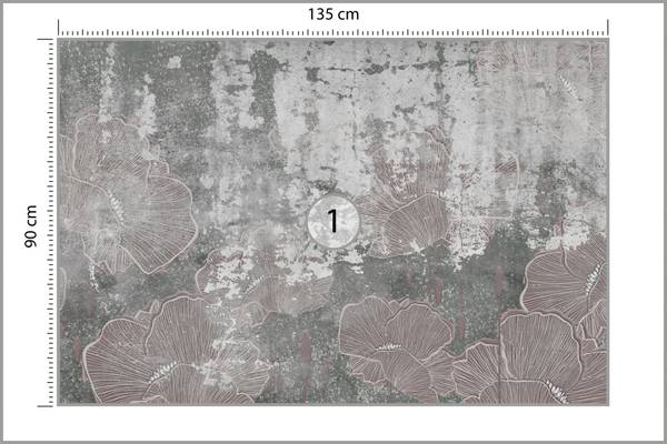 Fotobehang KLAPROZEN Beton Abstractie grijs - 135 x 90 x 90 cm