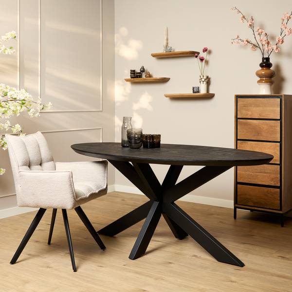 Esstisch BRANDY Schwarz - Massivholz - 160 x 76 x 90 cm