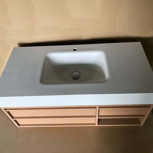 Waschbecken RW720JG-120 4er Set Braun - Glas - 55 x 15 x 120 cm
