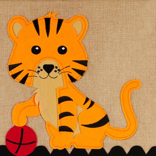 Boîte de rangement pour enfants Beige - Noir - Orange - Lin - 33 x 33 x 33 cm