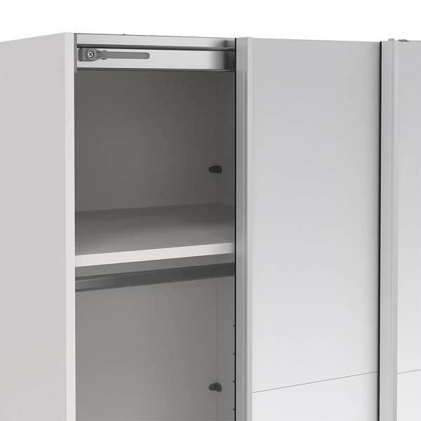 Schiebetürenschrank Catania (2-türig) Weiß - Holzwerkstoff - Textil - 119 x 221 x 67 cm