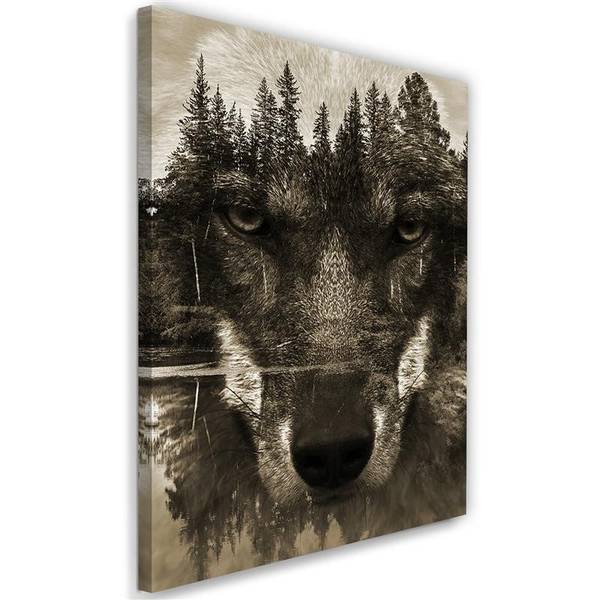 Wandbild wolf abstraktion sepia 70 x 100 cm