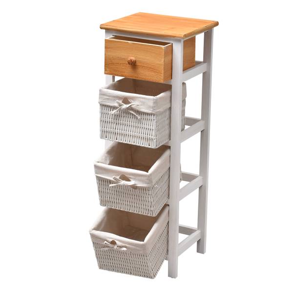 Chiffonnier RE4359 Blanc - Bois massif - 27 x 85 x 31 cm