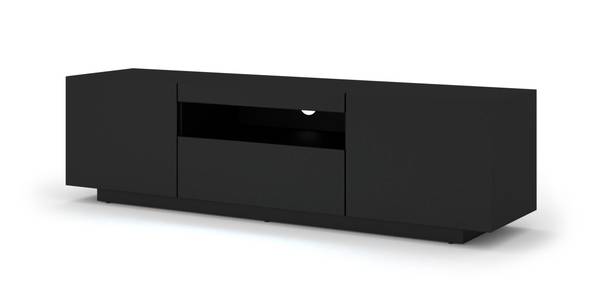 Fernsehtisch AURA 150x37x42 KEINE LED Esche Schwarz Dekor - Schwarz