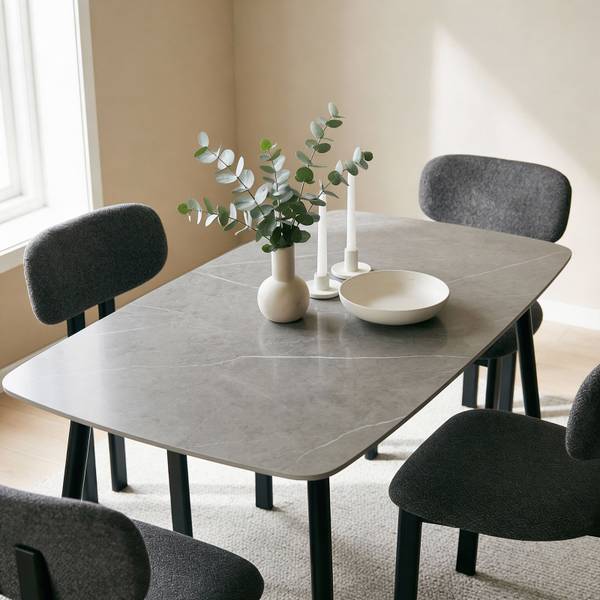 Essgruppe MORA/FRANCA 5er Set Schwarz - Edelstahl - 140 x 76 x 80 cm
