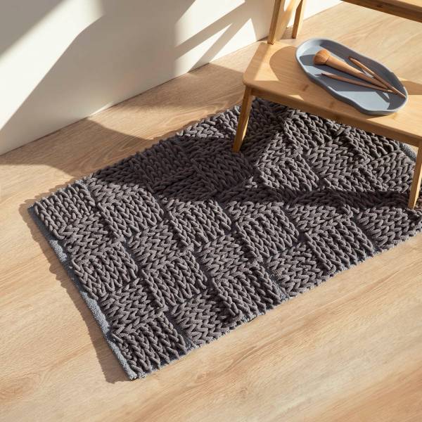 Badteppich TENU Grau - Textil - 50 x 1 x 80 cm