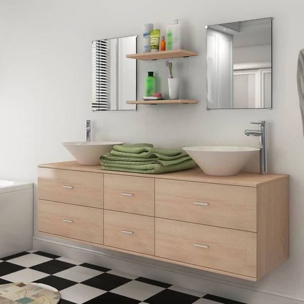 Badezimmermöbel 272232  (7-teilig) Beige - Holzwerkstoff - 45 x 45 x 150 cm