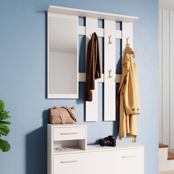 Vestiaire Billy 54397 Blanc - Bois manufacturé - 100 x 112 x 28 cm