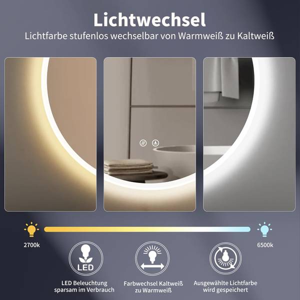 LED Kosmetikspiegel Valencia 80 x 80 cm