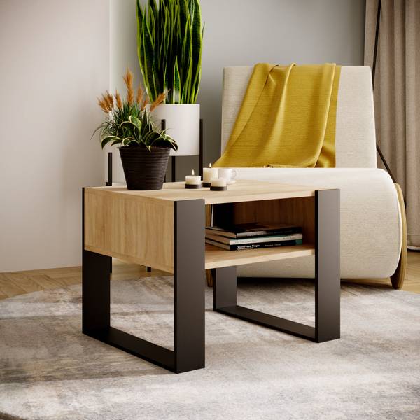 Couchtisch KARO 65 Schwarz - Braun - Holzwerkstoff - 65 x 45 x 54 cm