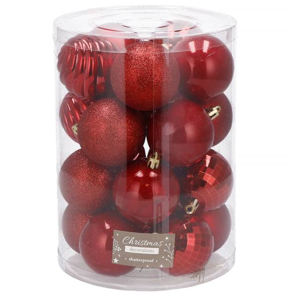 Weihnachtskugel 20 Stück Rot - Kunststoff - 6 x 6 x 6 cm