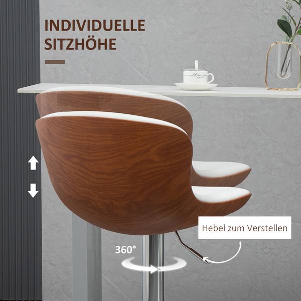 Tabourets de bar 835-224V00CW, lot de 2 Blanc - Cuir synthétique - 46 x 106 x 50 cm
