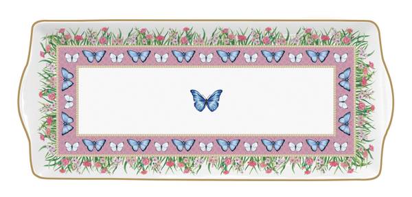 Servierplatte Spring Parade Weiß - Porzellan - 15 x 2 x 35 cm