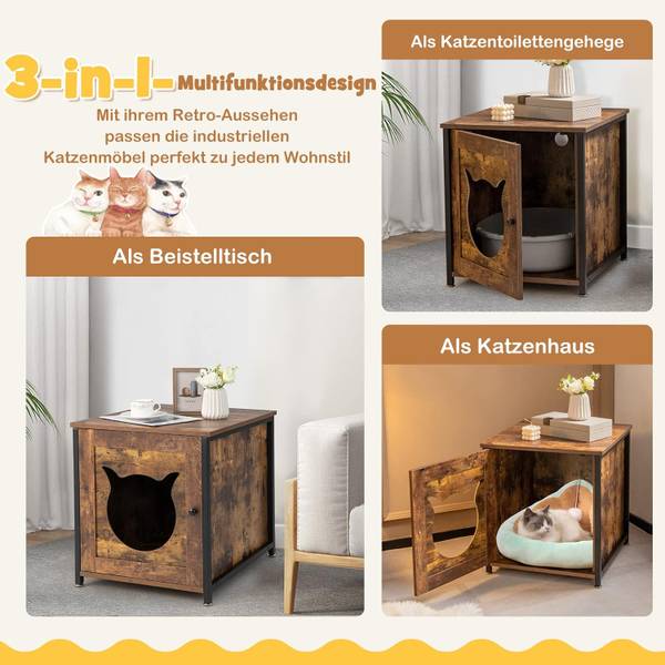 Kattenkast BH32238ORNL bruin - plaatmateriaal op houtbasis - 53 x 55 x 50 cm
