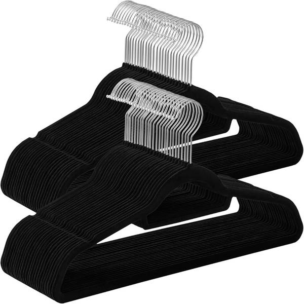 Kleiderbügel Bellepierre III (50er-Set) Kunststoff - Schwarz / Silber