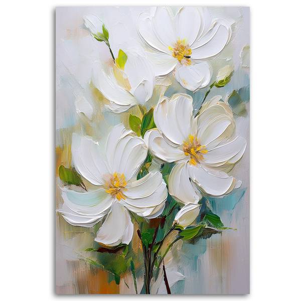 Wandbild gemalte blumen natur 80 x 120 cm