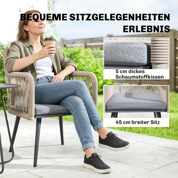 Tuin-eetkamerstoelenset 84G-881V00LG grijs - polyrotan - 54 x 80 x 65 cm