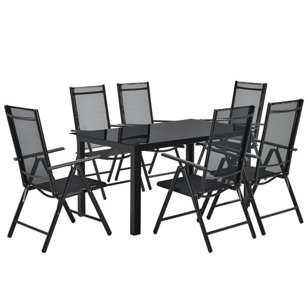Gartengarnitur Milano 7-teilig Dunkelgrau - 150 x 75 x 90 cm