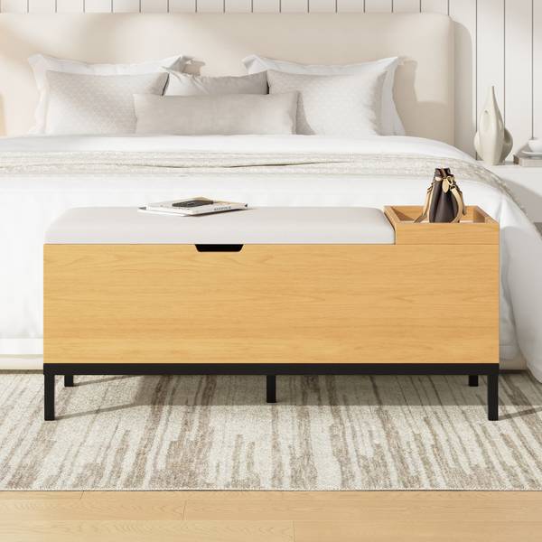 Schoenenbank NaturWoody bruin - plaatmateriaal op houtbasis - 40 x 50 x 115 cm