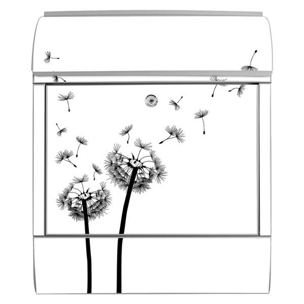Briefkasten Stahl Pusteblume 2 Grau - Stahl - 38 x 46 x 13 cm