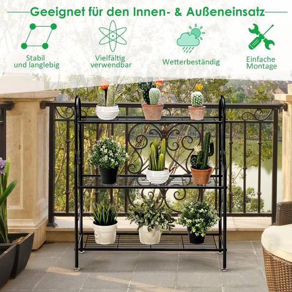 Blumenregal SF5832DE Schwarz - Metall - 25 x 85 x 72 cm