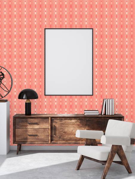 3D Grafiktapete Retro Cremeweiß - Rot - Rosé - Weiß