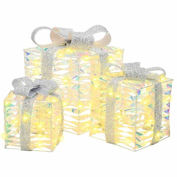 LED Geschenkboxen Deko 3-tlg 42019095 Kunststoff - 20 x 20 x 46 cm