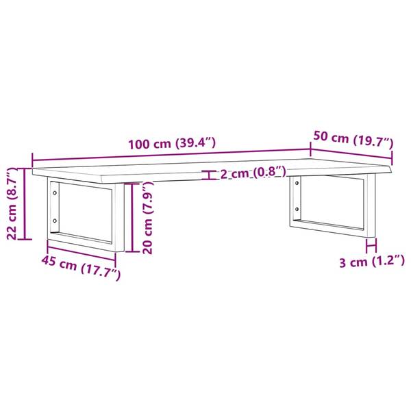 Waschbeckenablage 3042577-5 Schwarz - Braun - Breite: 50 cm