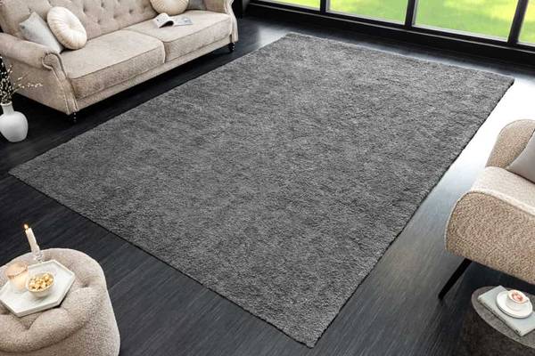 Teppich CLOUD 9 Grau - Baumwollstoff - Polyester - Wolle - 350 x 240 cm