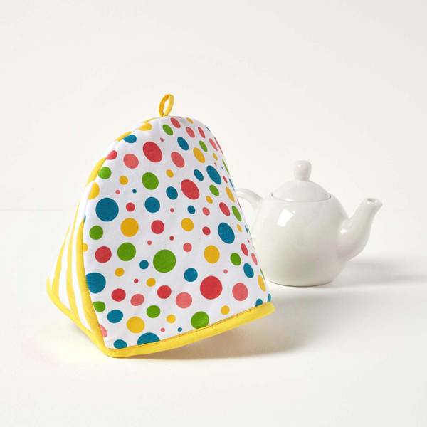 Teekannenwärmer Polka Dots Tea Cosy Gelb - Baumwollstoff - 36 x 24 x 36 cm