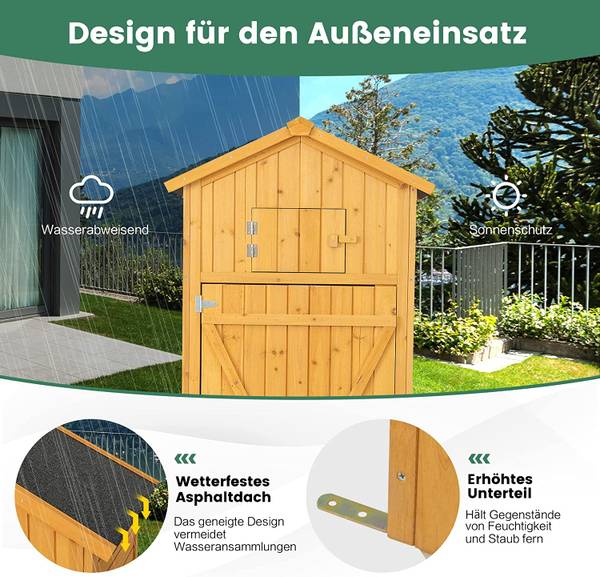 Gerätehaus wetterfest Braun - Massivholz - 50 x 181 x 75 cm