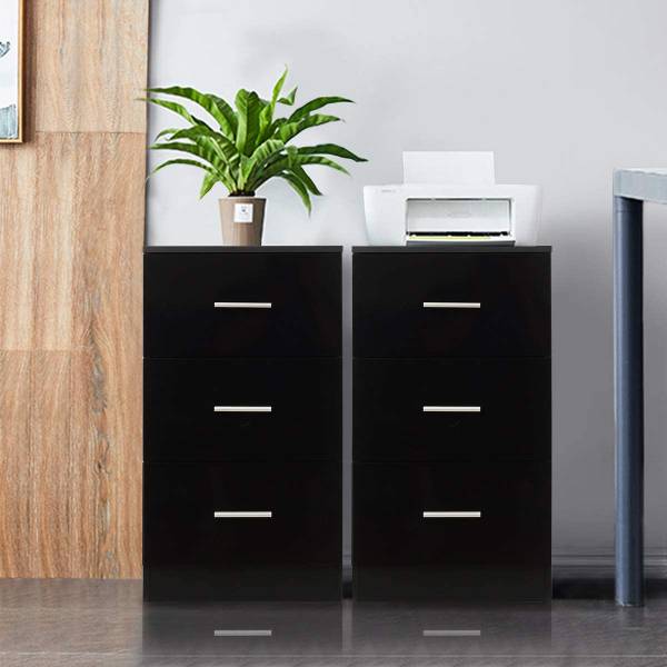 2er-Set Aktenschrank Schwarz - Holzwerkstoff - 34 x 67 x 37 cm