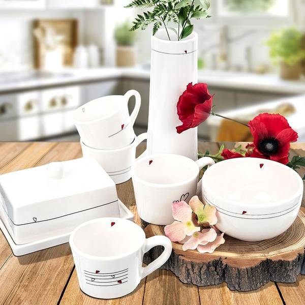 Becher 2er Set 128864 Weiß - Keramik - 9 x 6 x 12 cm