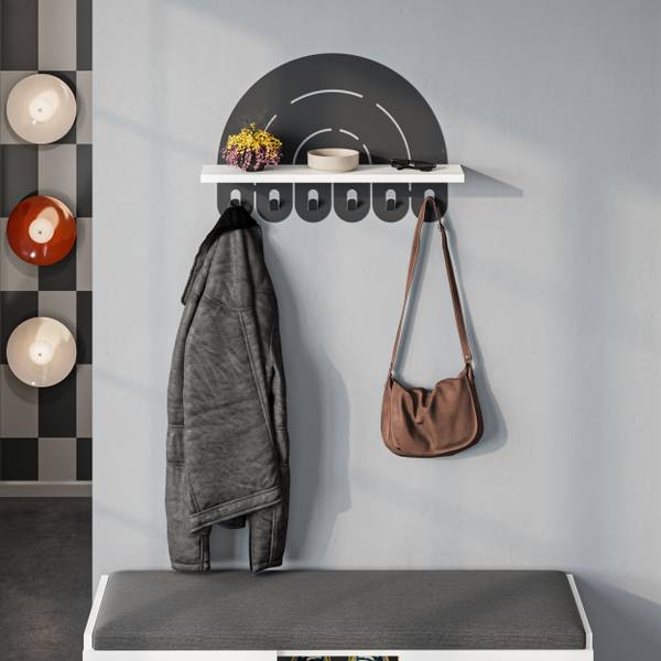 Wandgarderobe Holz RAINBOW Weiß - Holzwerkstoff - 60 x 40 x 14 cm