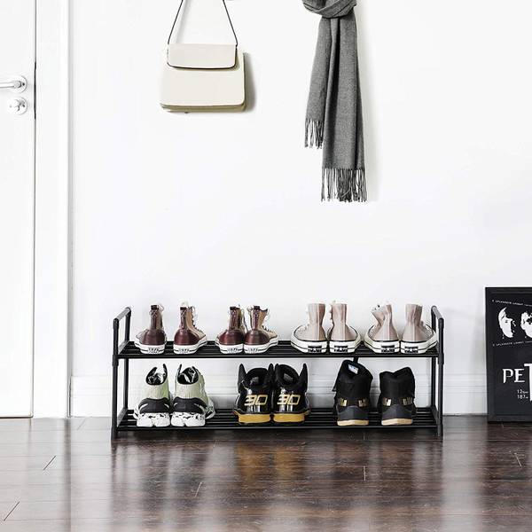 Schuhregal Schwarz - Metall - Kunststoff - 30 x 33 x 92 cm