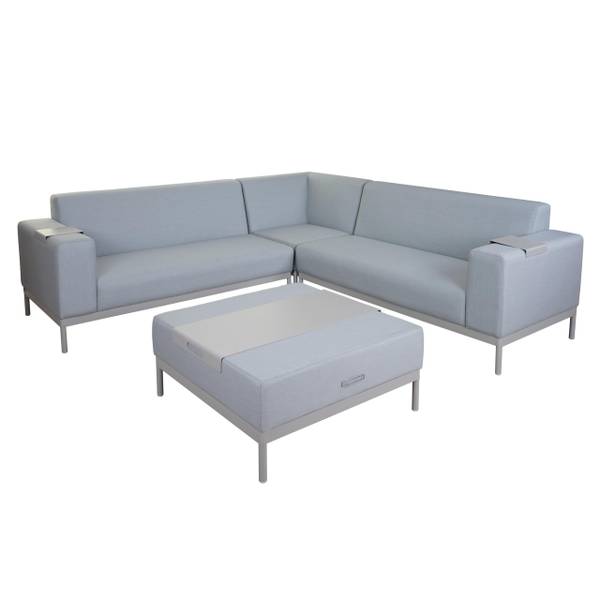 Alu-Garten-Garnitur C47 (7-teilig) Blau - Microfaser - Polyester - Aluminium - 245 x 82 x 82 cm