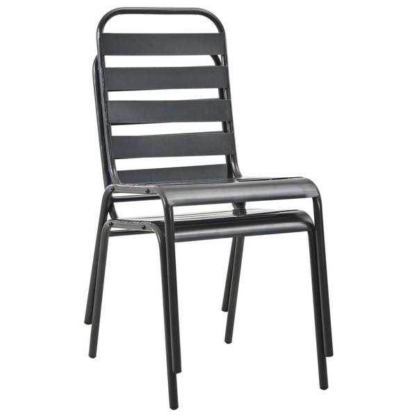 Chaise d'extérieur 44257 (lot de 2) Gris - Acier - 42 x 84 x 63 cm